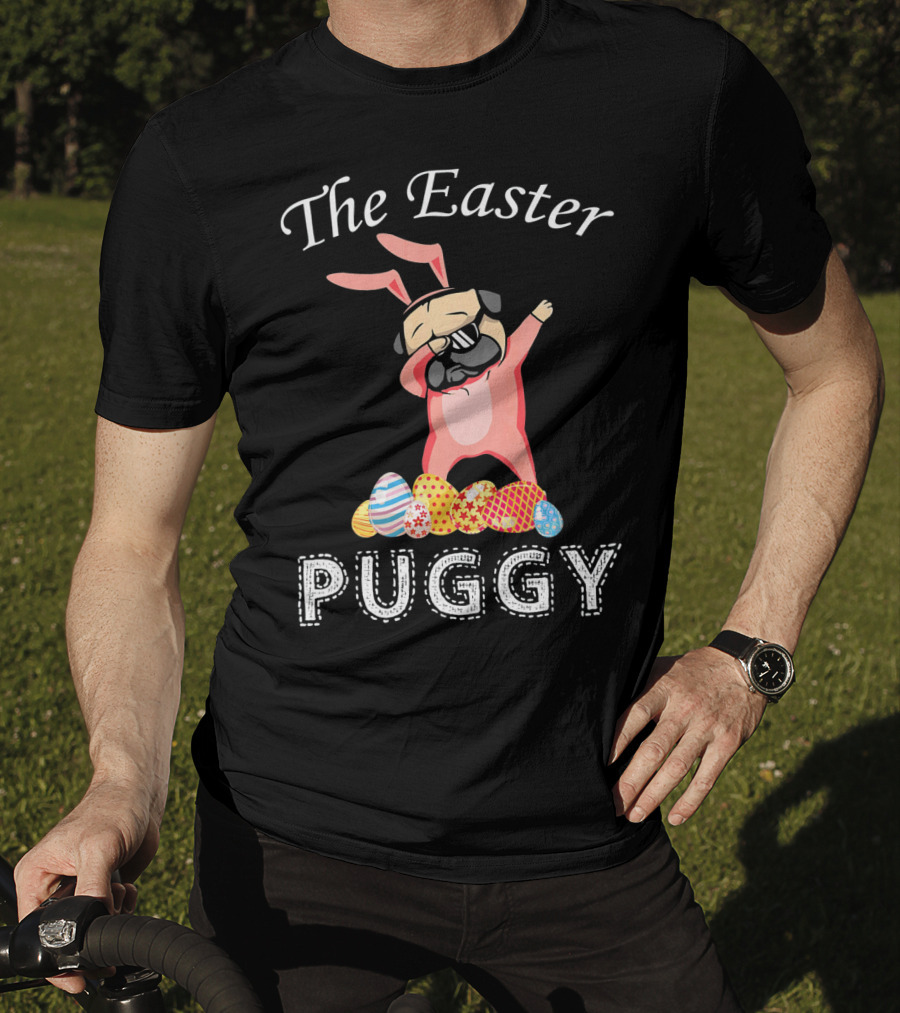 The Easter Puggy Dabbing Bunny With Colorful Eggs T-Shirt