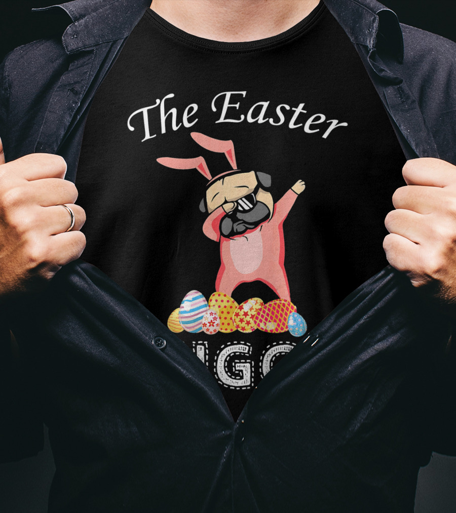 The Easter Puggy Dabbing Bunny With Colorful Eggs T-Shirt