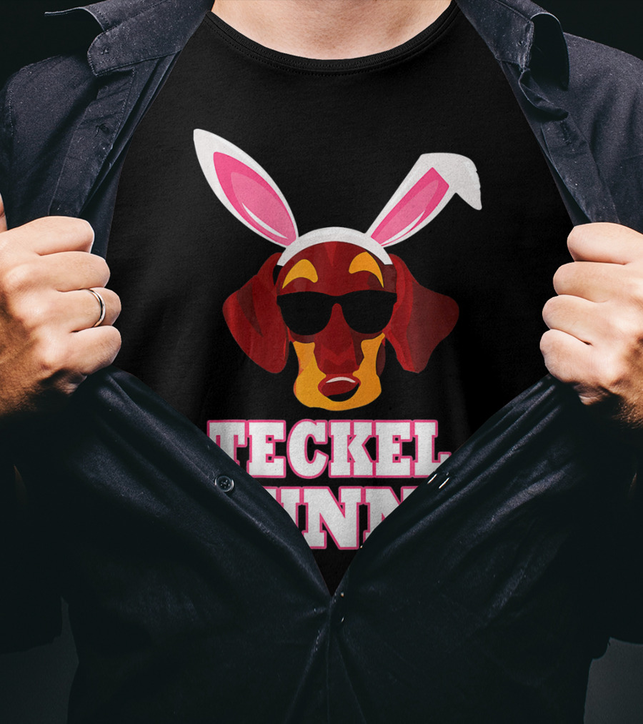 Teckel Bunny Rabbit Dog With Cool Glasses T-Shirt