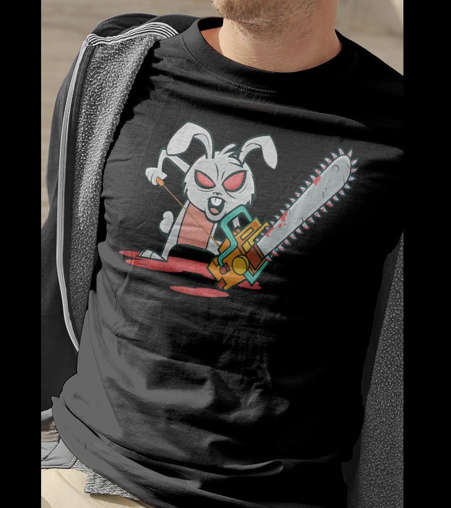 Crazy Easter Bunny With Chain Saw Super Blood T-Shirt