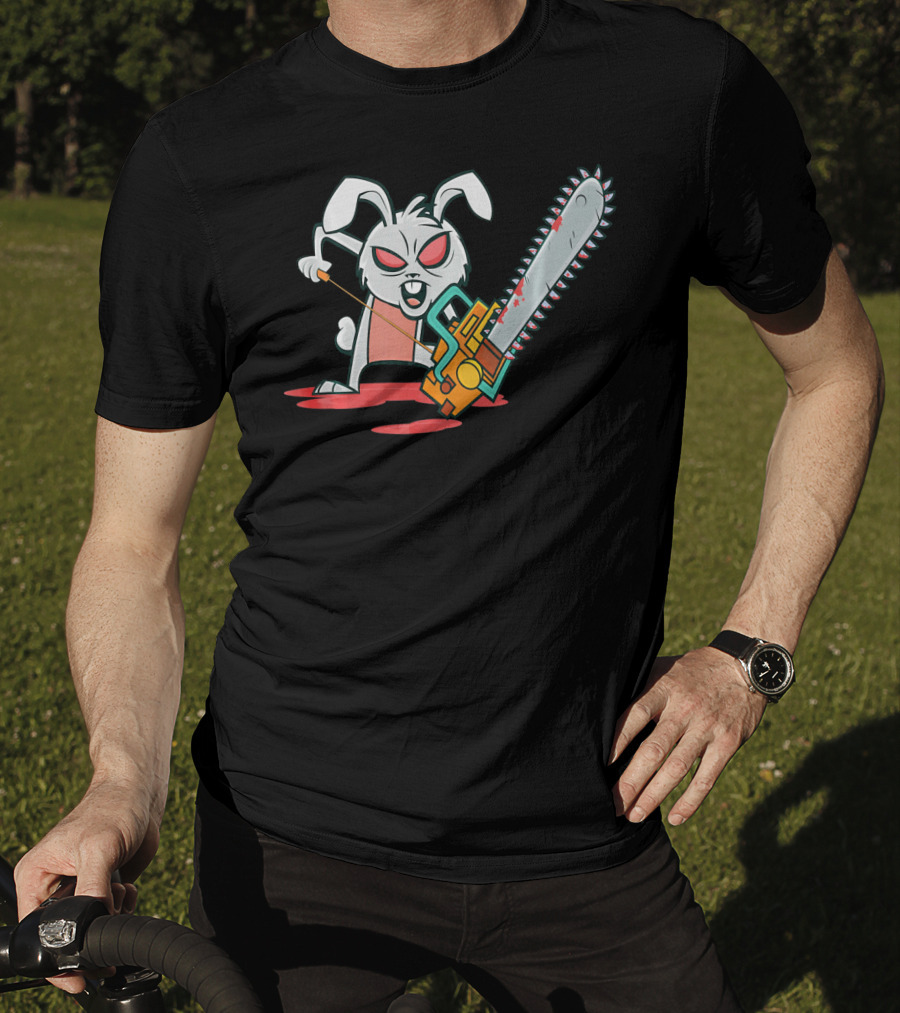 Crazy Easter Bunny With Chain Saw Super Blood T-Shirt