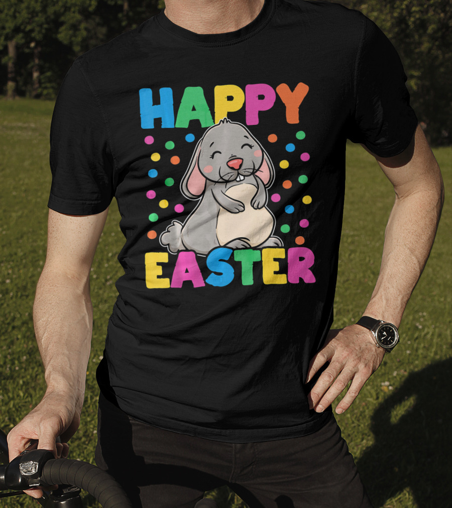 Happy Easter Bunny With Colorful Dots T-Shirt