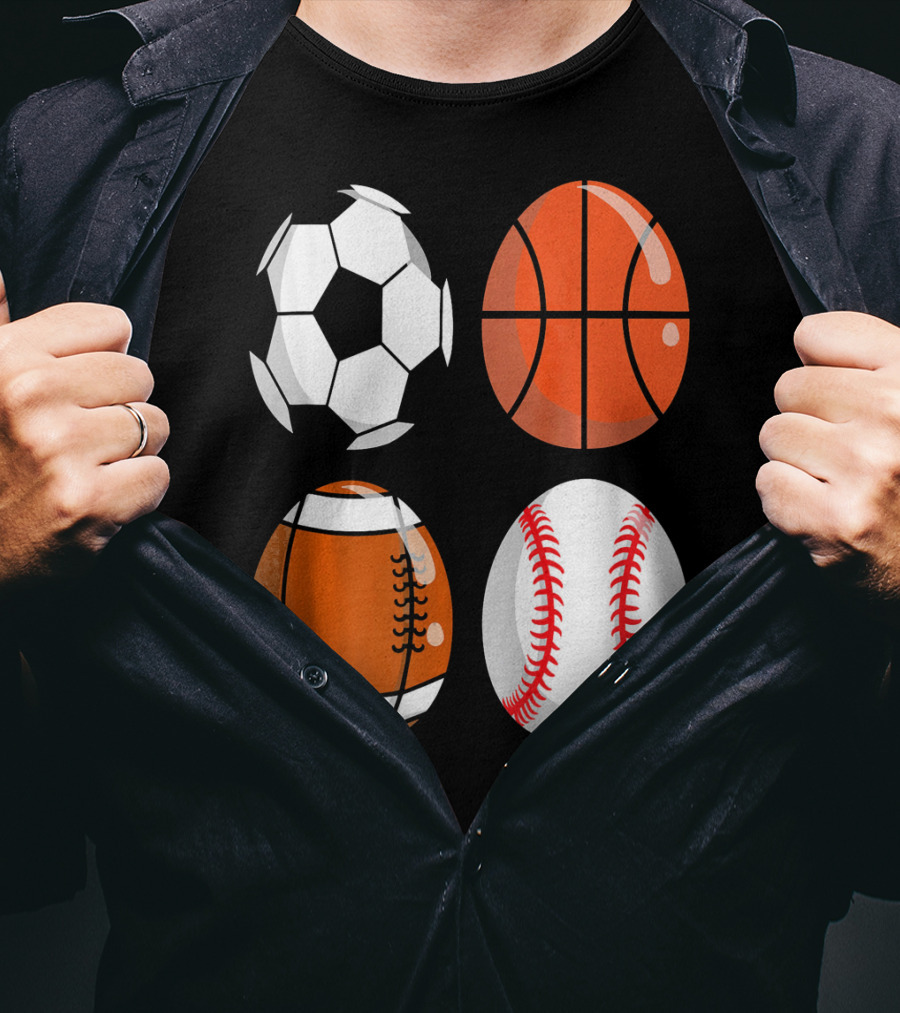 Easter Eggs Football Rugby Basketball Baseball Soccer T-Shirt