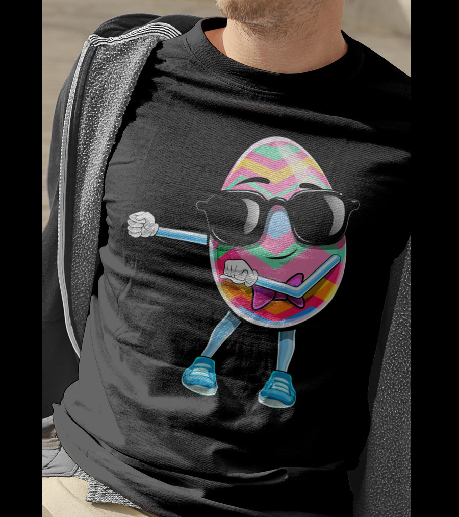 Flossing Easter Egg Kids Funny Dance With Sunglasses T-Shirt