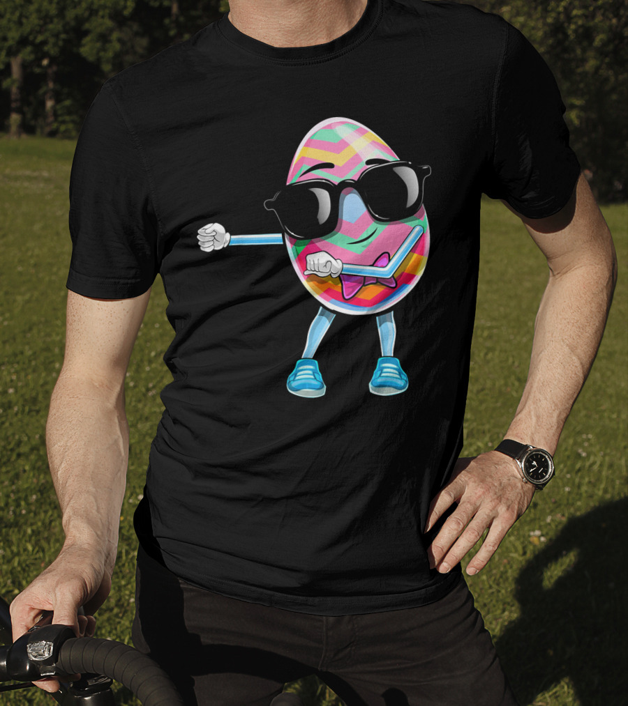 Flossing Easter Egg Kids Funny Dance With Sunglasses T-Shirt