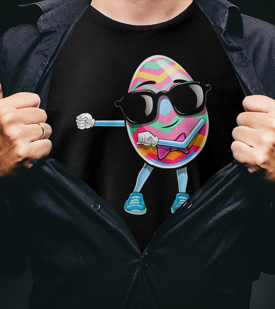 Flossing Easter Egg Kids Funny Dance With Sunglasses T-Shirt