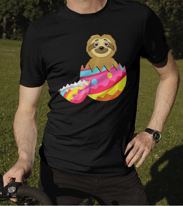 Funny Sloth Easter Egg Decorated Colorful Eggshell T-Shirt