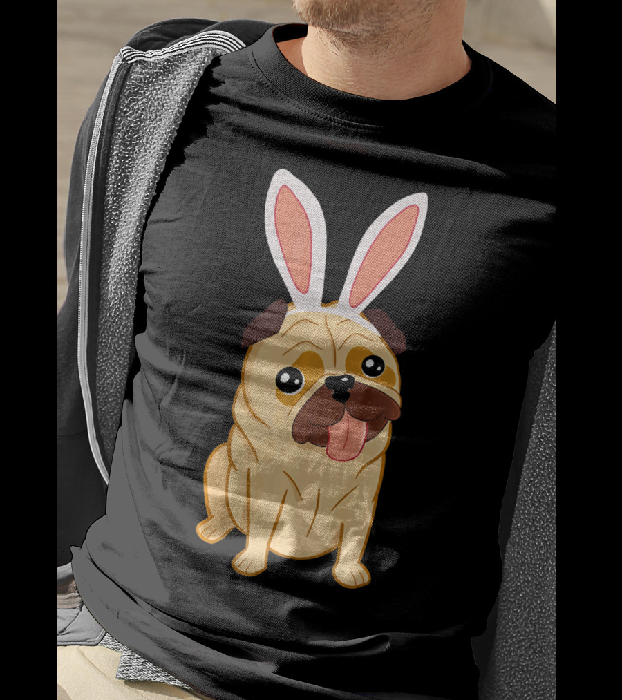 Adorable Easter Pug With Bunny Ears T-Shirt