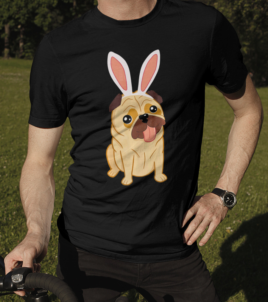 Adorable Easter Pug With Bunny Ears T-Shirt