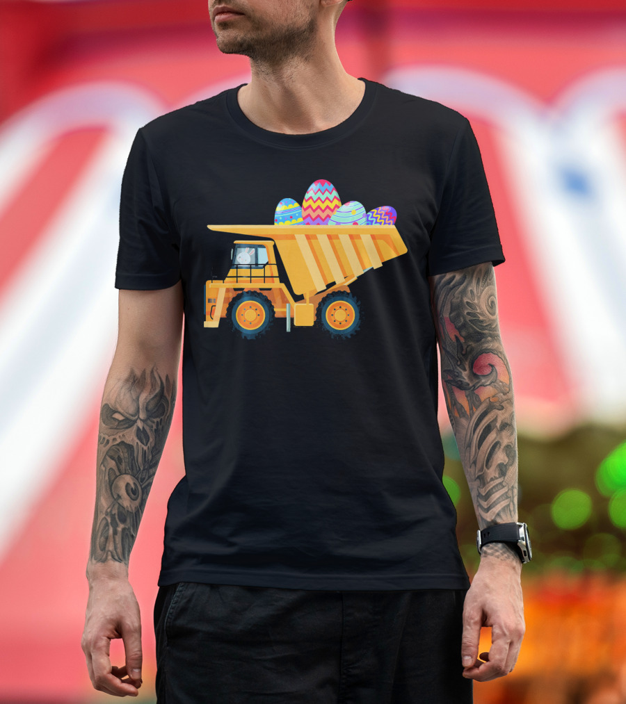Easter Day Dump Truck with Colorful Eggs and Bunny Driver T-Shirt
