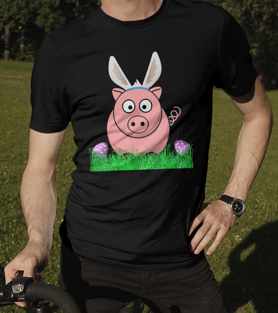Easter Bunny Piglet With Eggs And Grass T-Shirt