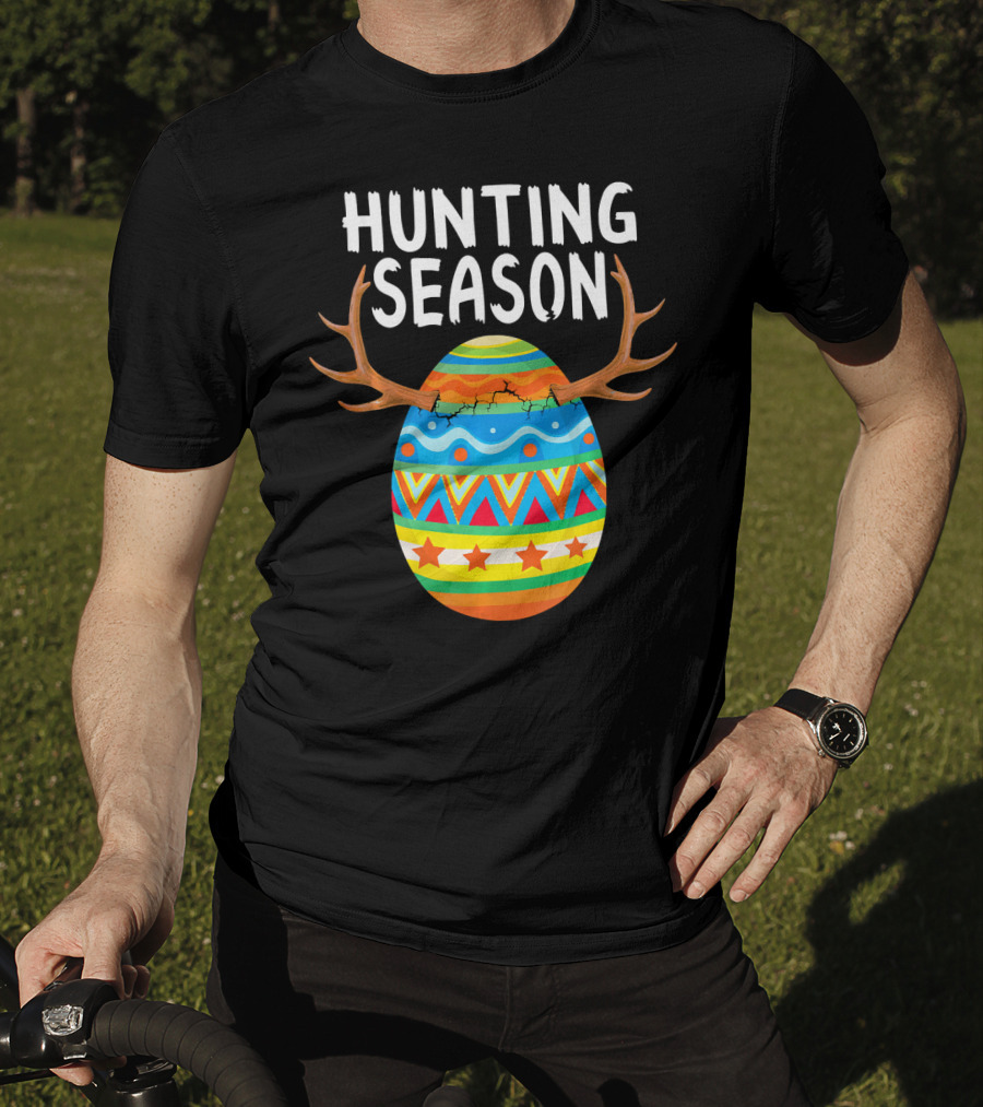 Hunting Season Easter Egg With Antlers T-Shirt