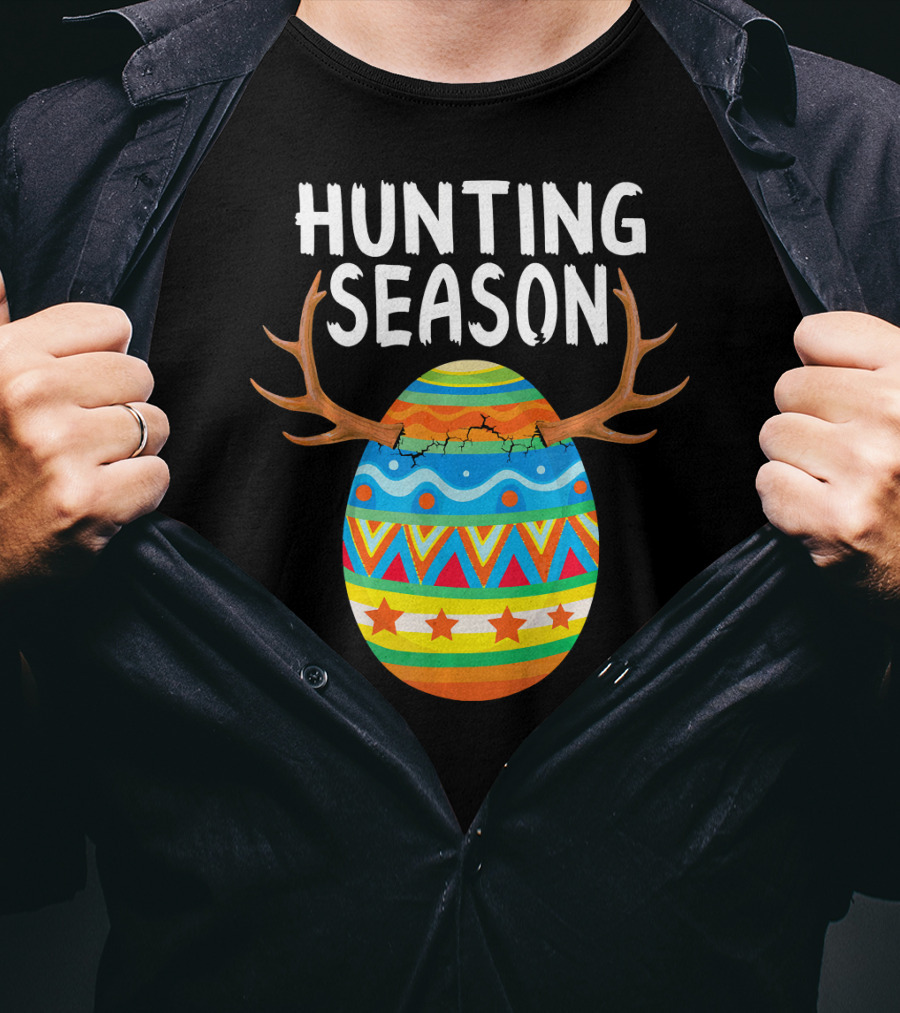 Hunting Season Easter Egg With Antlers T-Shirt