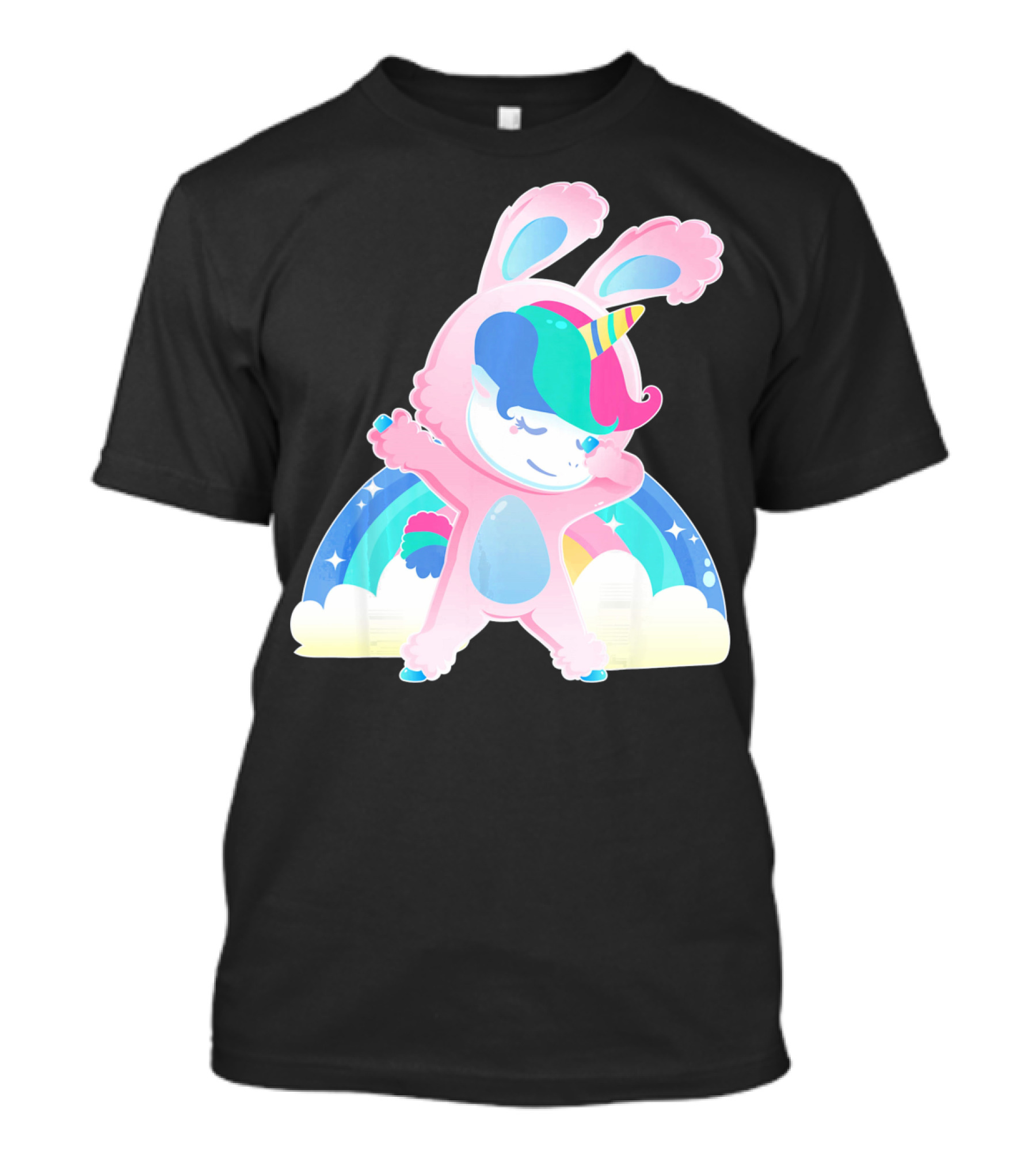 Unicorn Bunny Rabbit Costume Easter Rainbow Wings T-Shirt