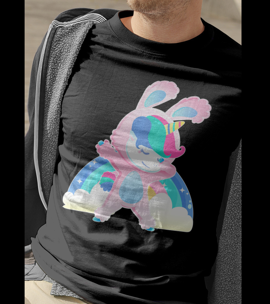 Unicorn Bunny Rabbit Costume Easter Rainbow Wings T-Shirt