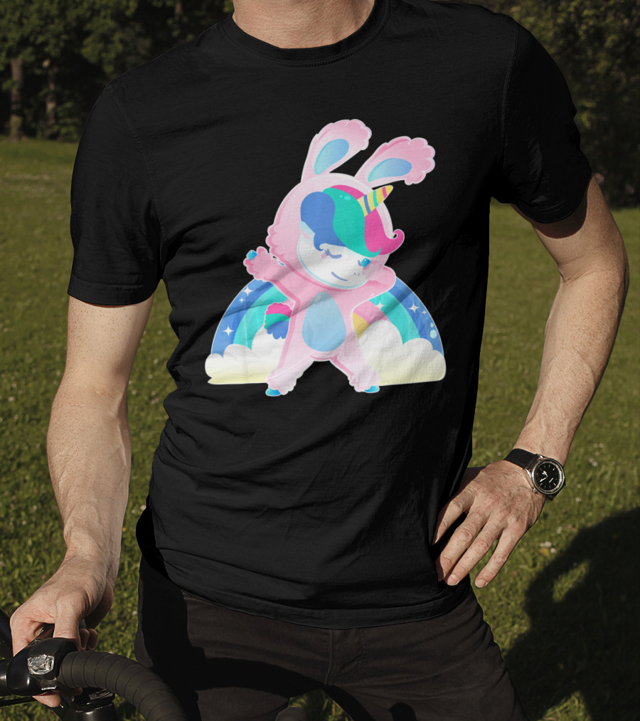 Unicorn Bunny Rabbit Costume Easter Rainbow Wings T-Shirt