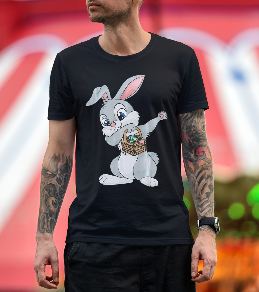 Dabbing Easter Bunny with Cute Basket of Eggs T-Shirt