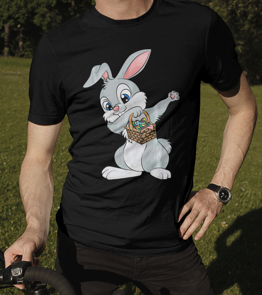 Dabbing Easter Bunny With Cute Basket Of Eggs T-Shirt