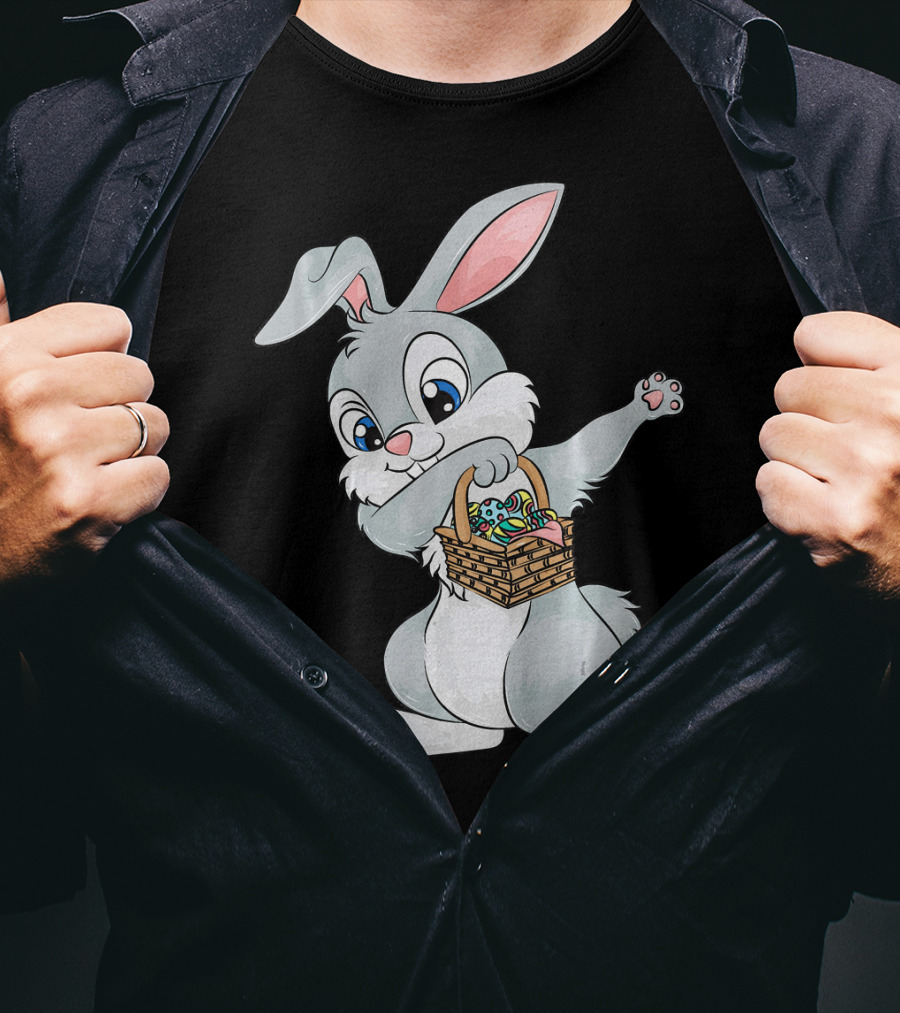 Dabbing Easter Bunny With Cute Basket Of Eggs T-Shirt