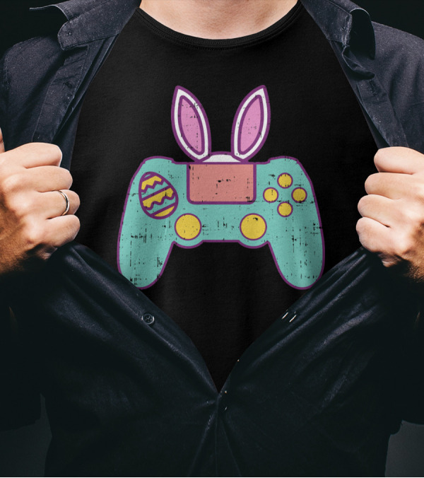 Easter Bunny Gamer Controller With Eggs Gaming Bunn T-Shirt