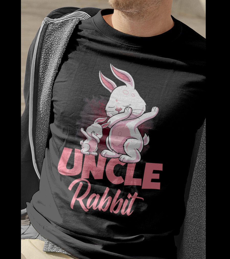 Uncle Rabbit Matching Family Bunny Playful Pink Easter T-Shirt