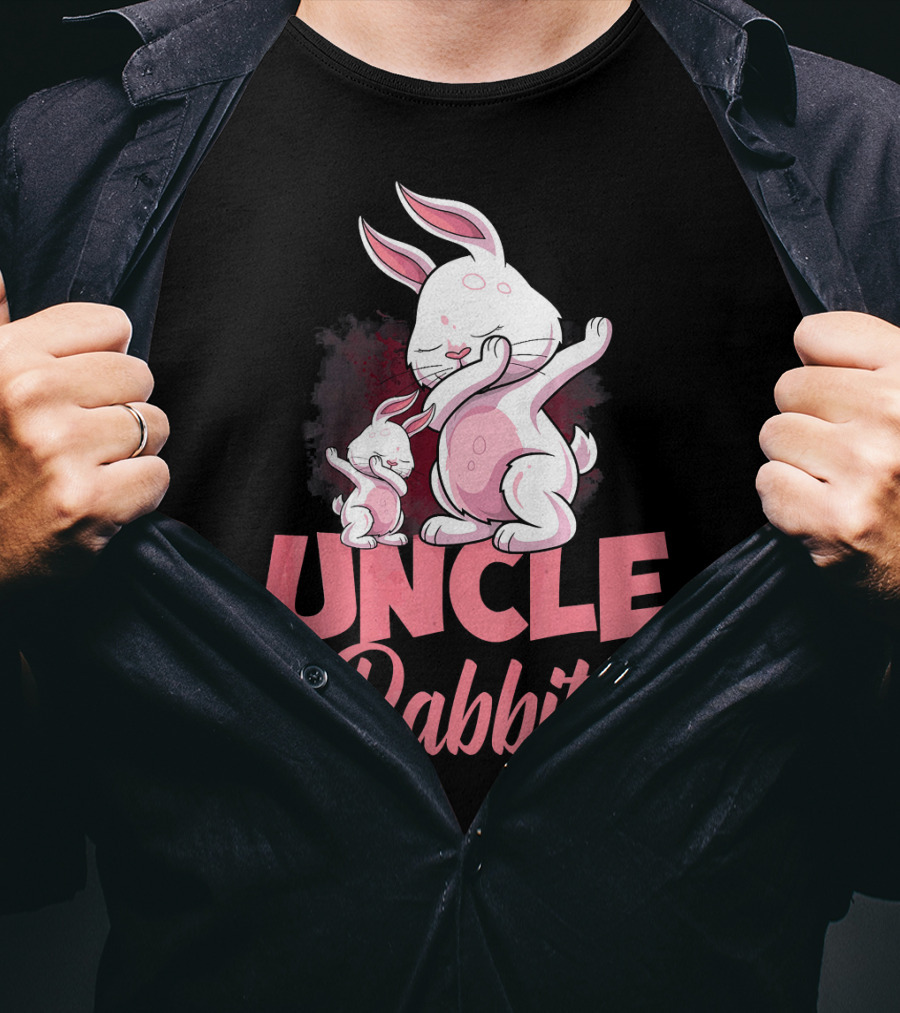 Uncle Rabbit Matching Family Bunny Playful Pink Easter T-Shirt