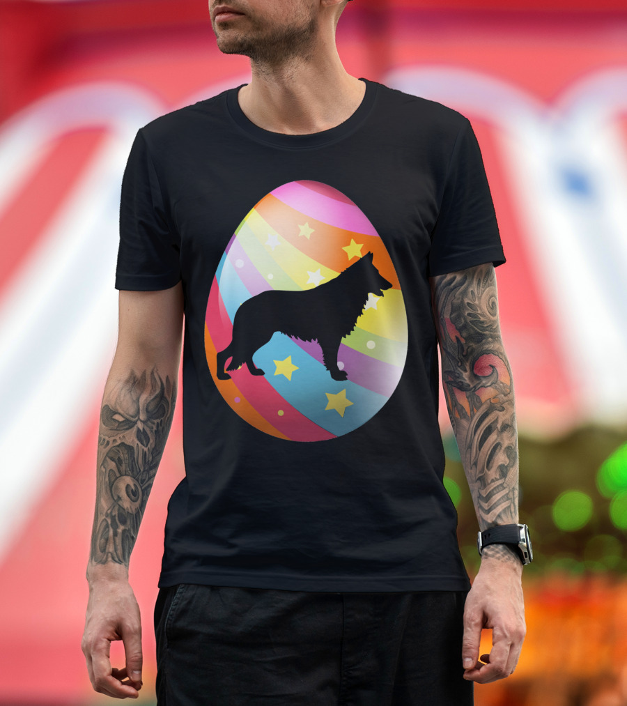 German Shepherd Rainbow Stars Easter Egg T-Shirt