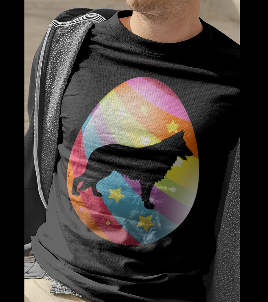 German Shepherd Rainbow Stars Easter Egg T-Shirt