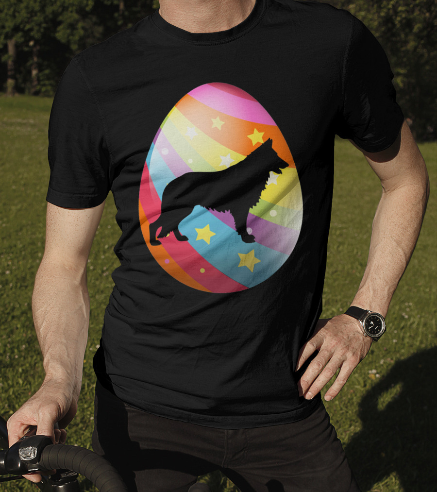 German Shepherd Rainbow Stars Easter Egg T-Shirt