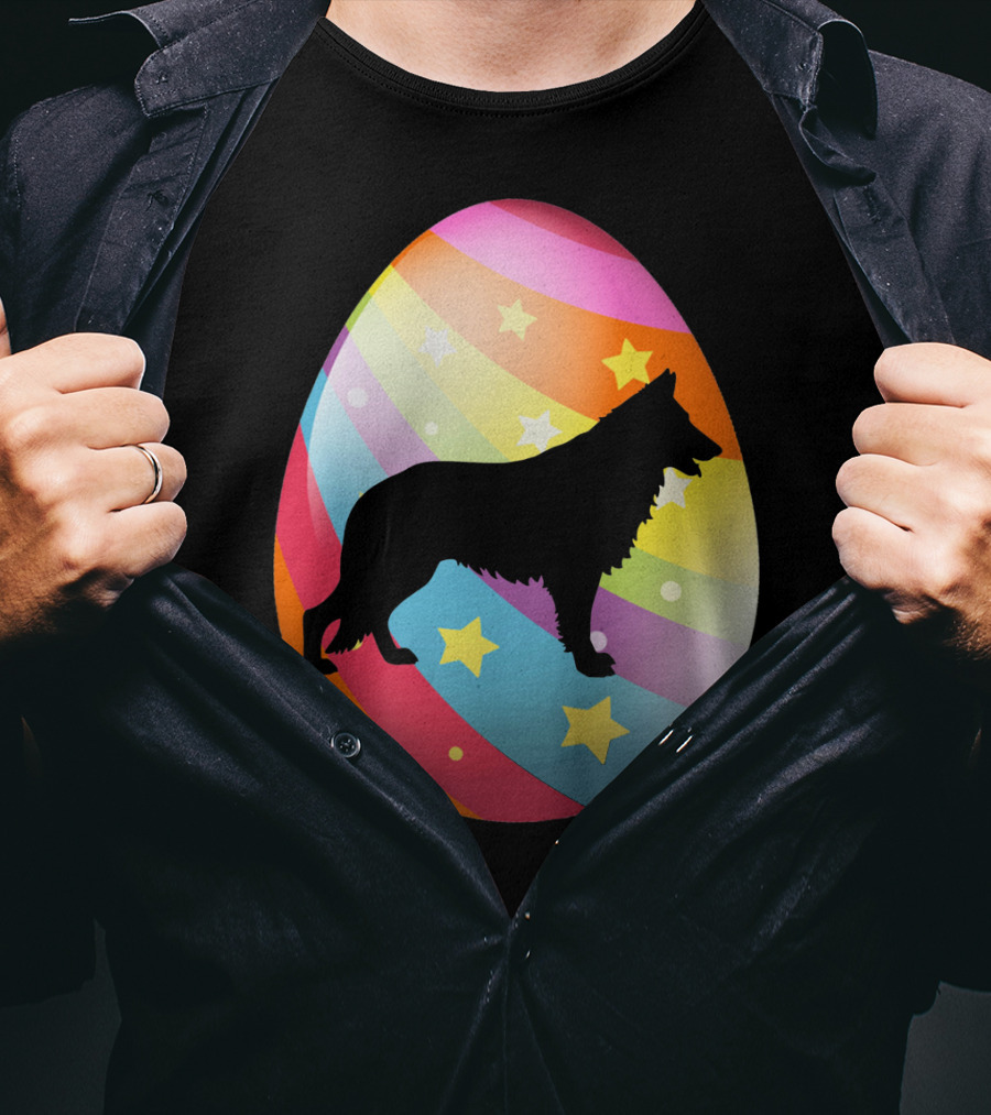 German Shepherd Rainbow Stars Easter Egg T-Shirt