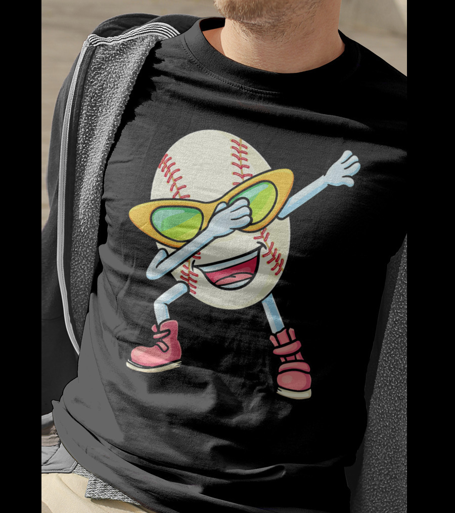 Funny Dabbing Baseball Easter Egg Cartoon T-Shirt