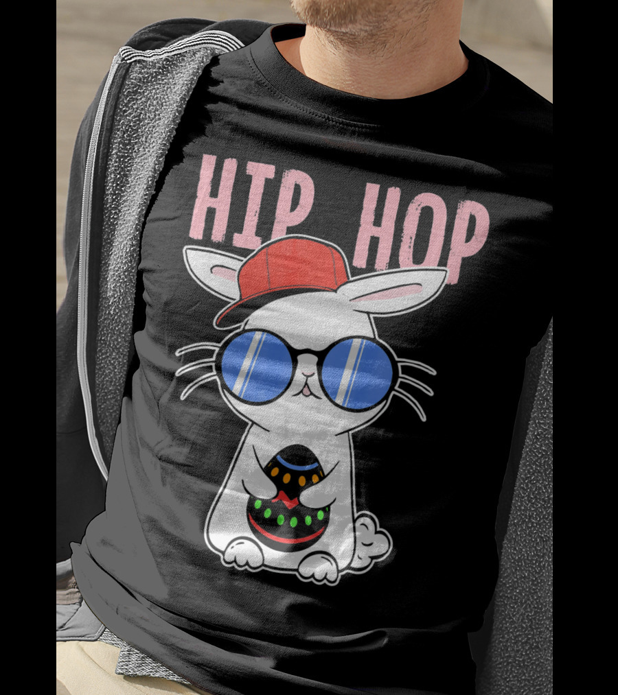 Cool Hip Hop Easter Bunny With Eggs In Sunglasses And Cap T-Shirt