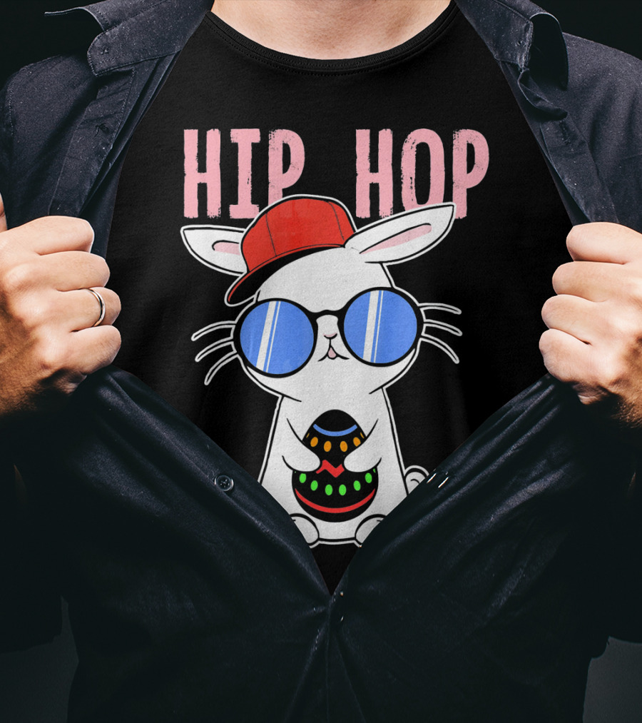 Cool Hip Hop Easter Bunny With Eggs In Sunglasses And Cap T-Shirt