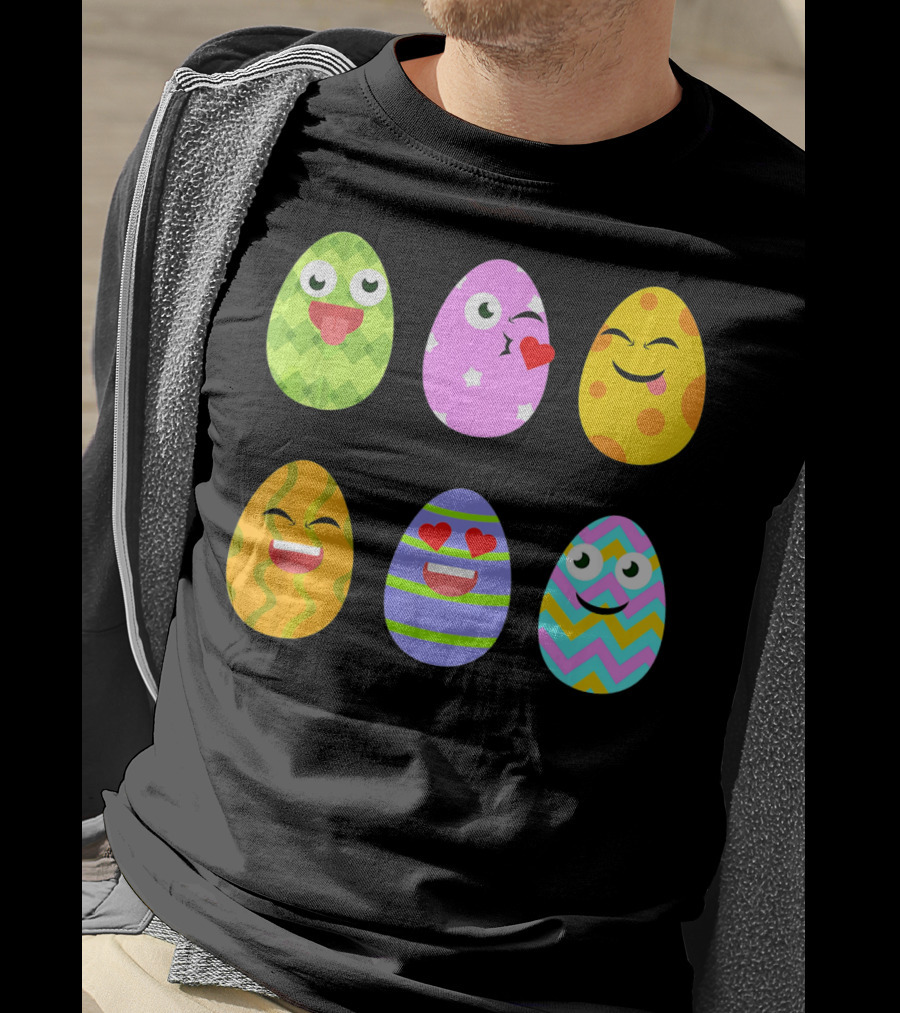FUNNY EASTER EGG Emoticons Colorful Expressions Collection T-Shirt
