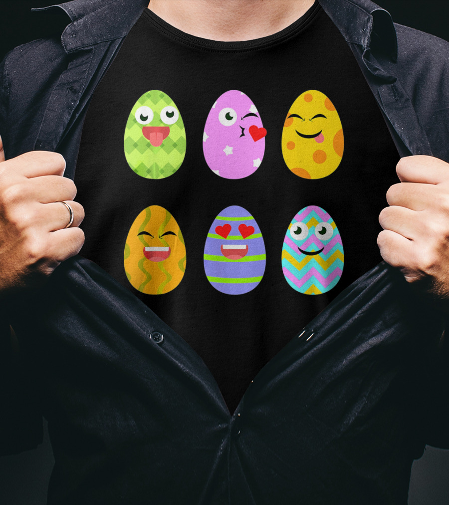 FUNNY EASTER EGG Emoticons Colorful Expressions Collection T-Shirt