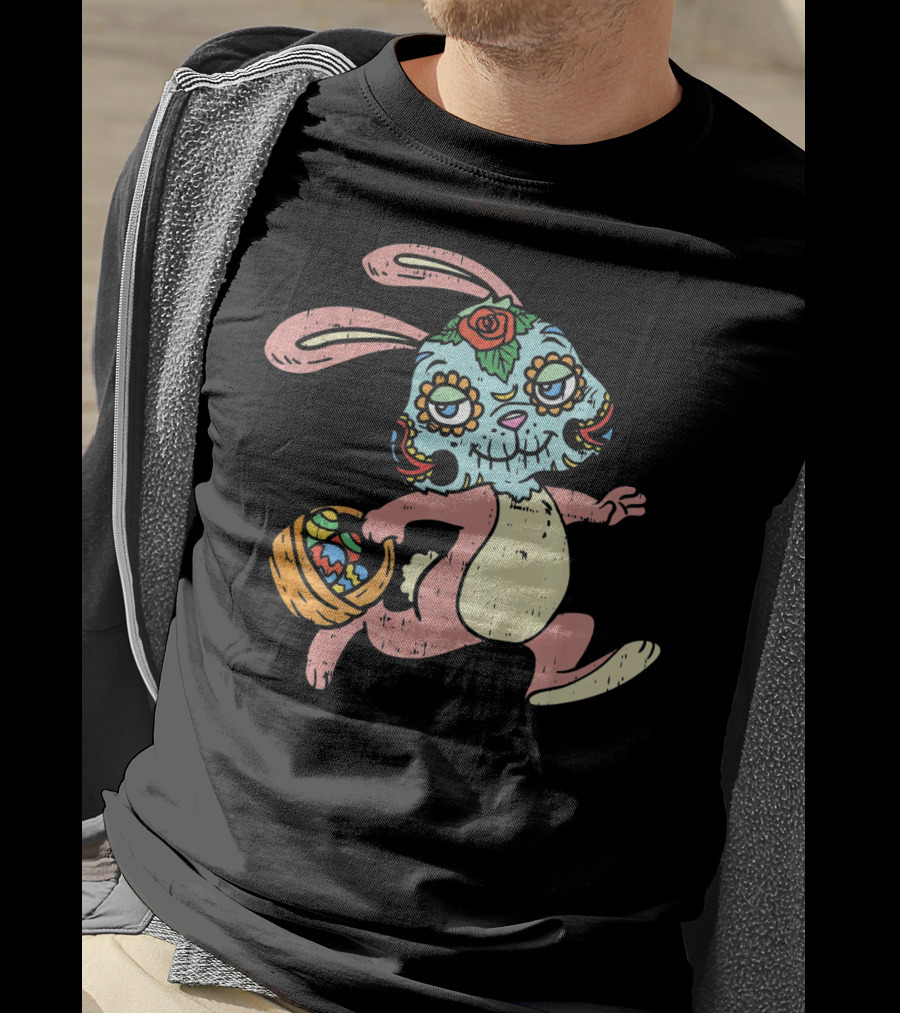 Easter Bunny Sugar Skull Calavera Dia De Los Muertos T-Shirt