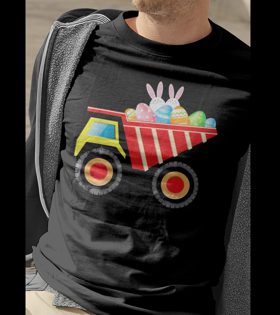 Dump Truck Carrying Easter Day Eggs With Bunny Ears T-Shirt