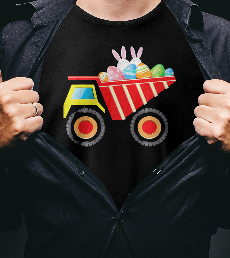 Dump Truck Carrying Easter Day Eggs With Bunny Ears T-Shirt