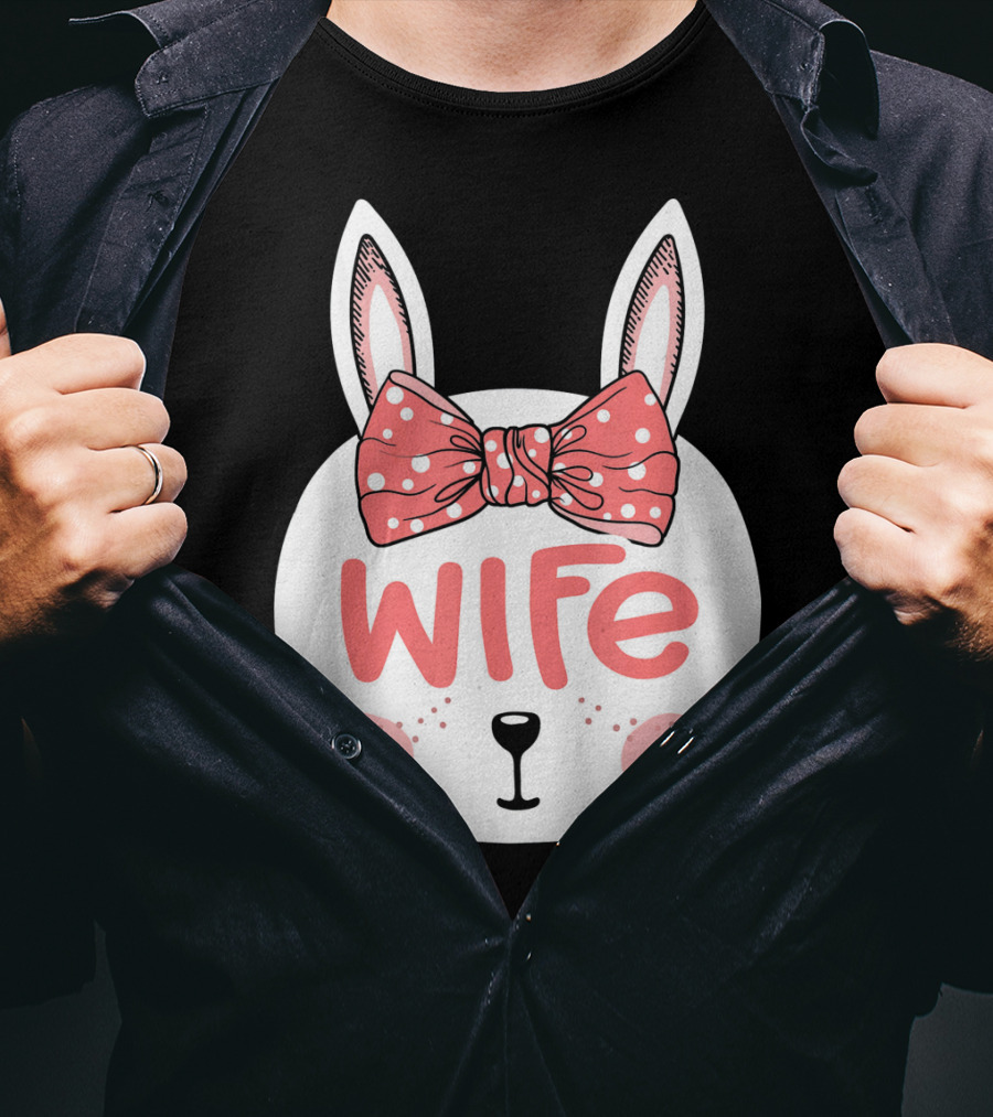 Easter Bunny Wife Pink Bow Ears Sunday T-Shirt