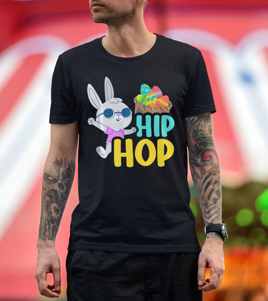Hip Hop Bunny with Sunglasses and Easter Egg Basket T-Shirt