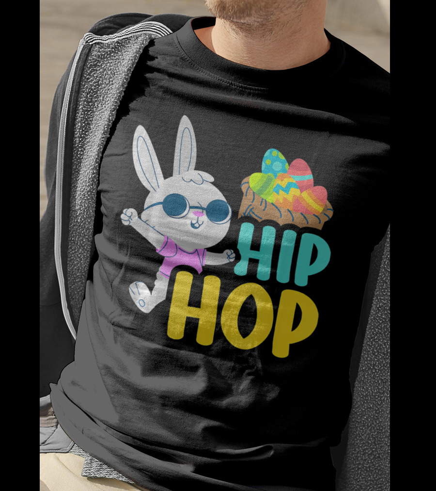 Hip Hop Bunny With Sunglasses And Easter Egg Basket T-Shirt