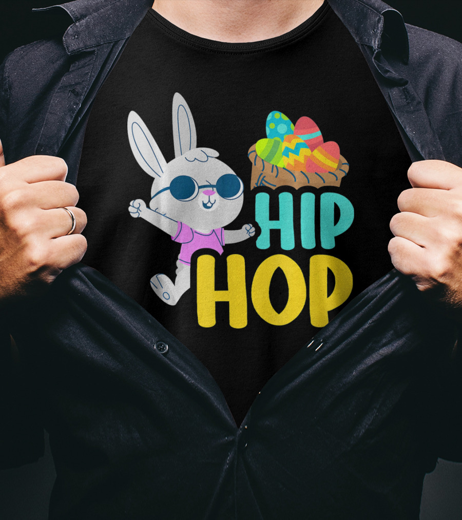 Hip Hop Bunny With Sunglasses And Easter Egg Basket T-Shirt