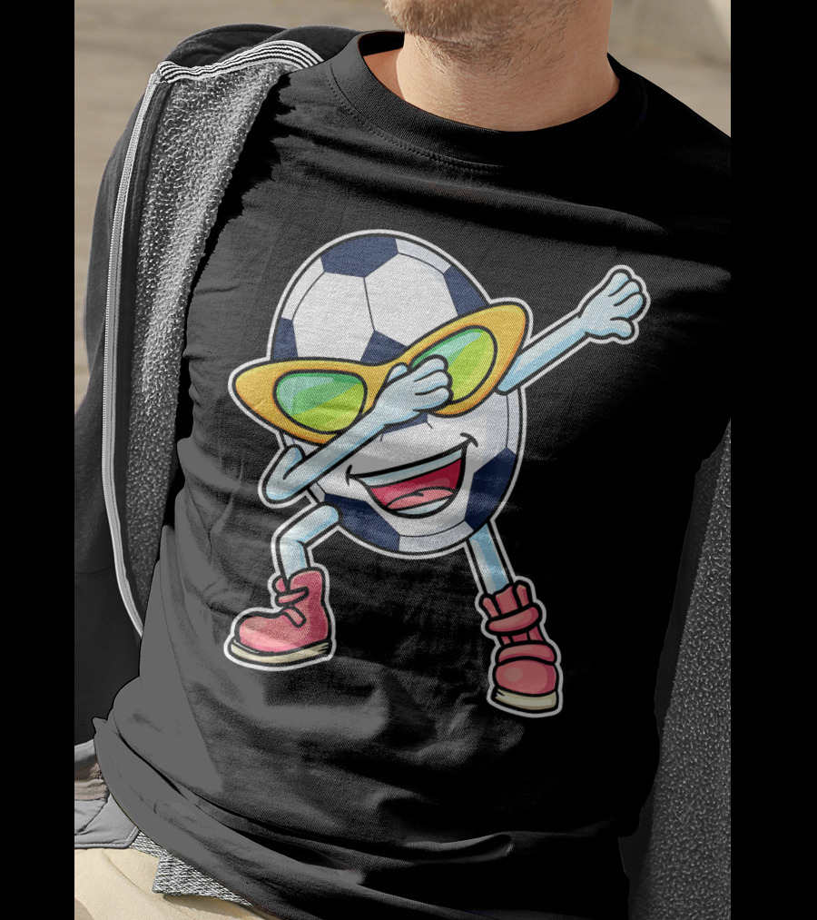 Dabbing Soccer Ball Easter Egg Cartoon With Sunglasses T-Shirt