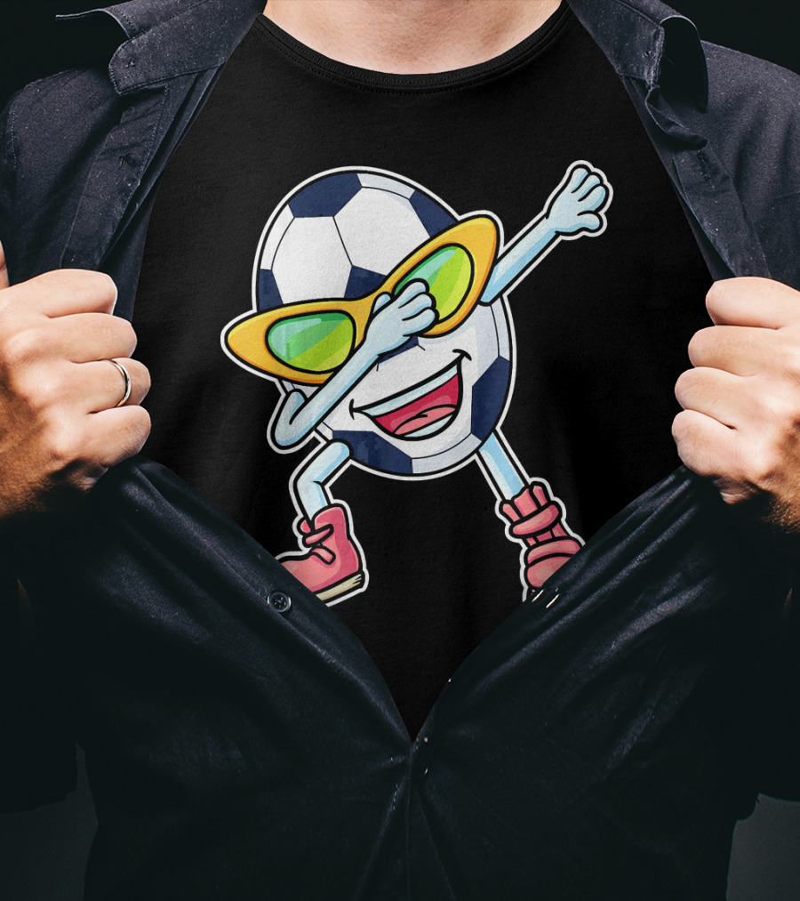 Dabbing Soccer Ball Easter Egg Cartoon With Sunglasses T-Shirt