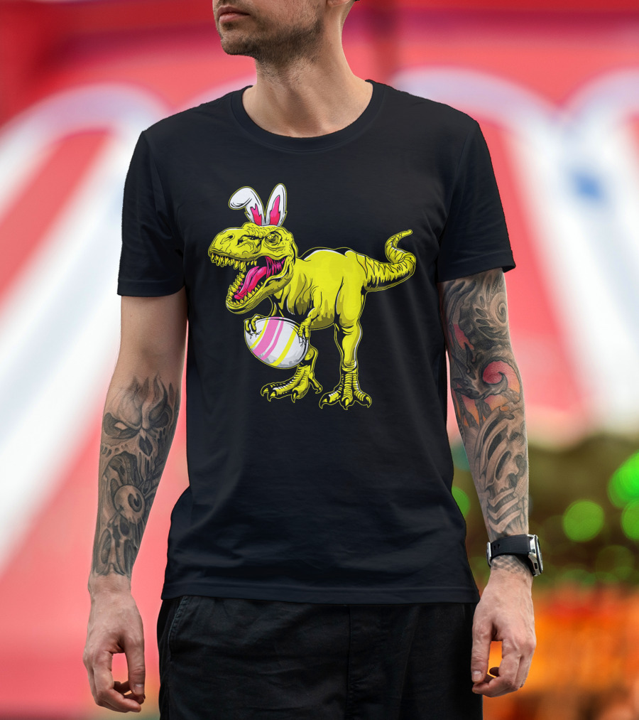 Tyrannosaurus Rex Easter Bunny Dinosaur with Egg T-Shirt