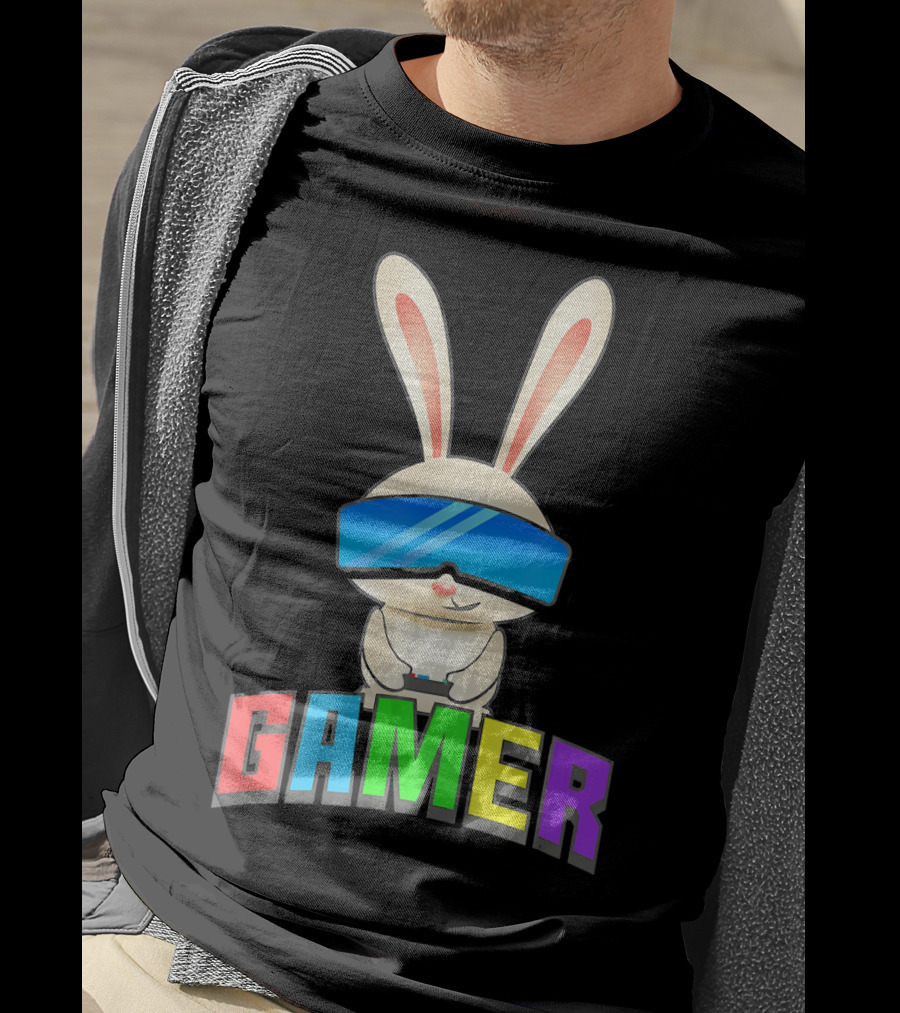Gamer Easter Bunny With VR Headset And Controller T-Shirt