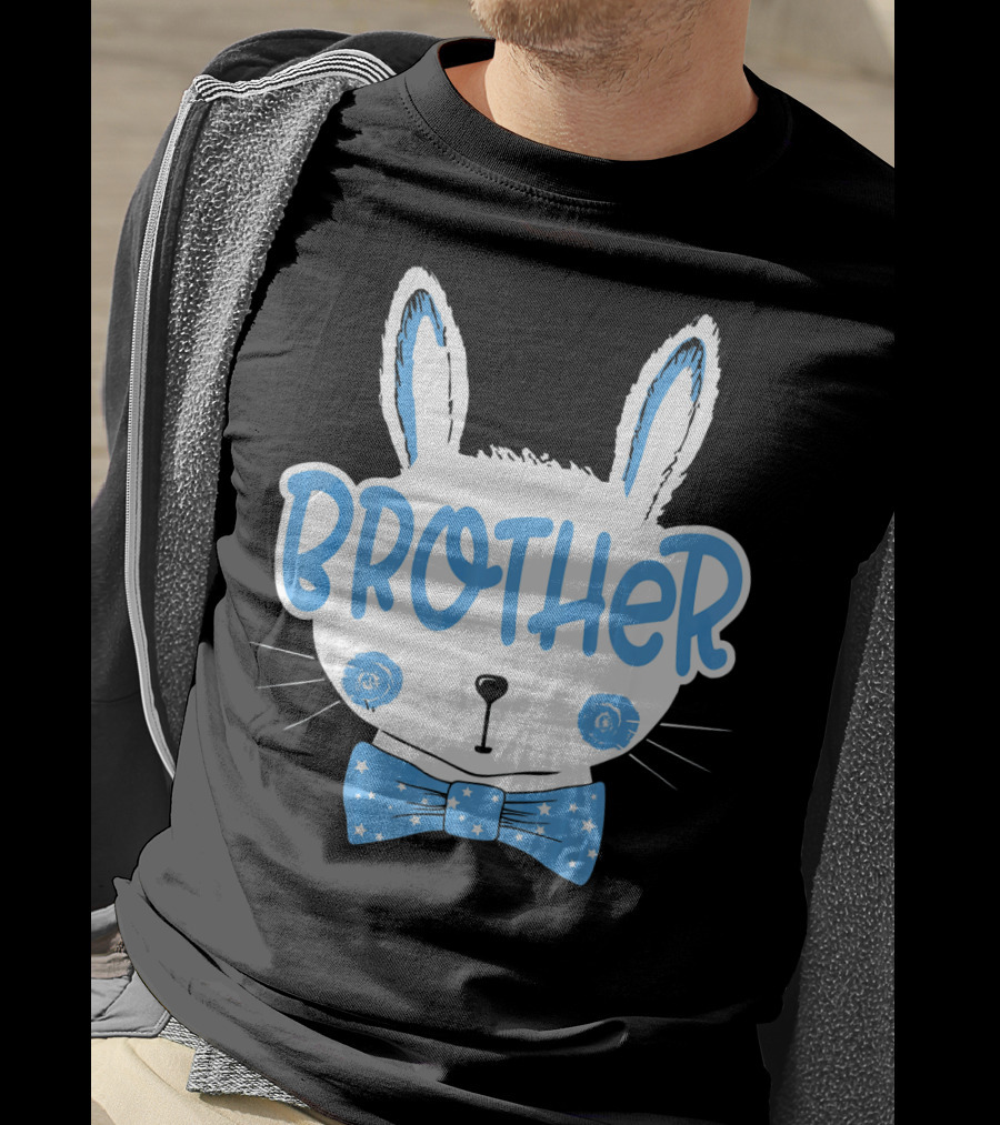 Brother Blue Easter Bunny Star Bowtie T-Shirt