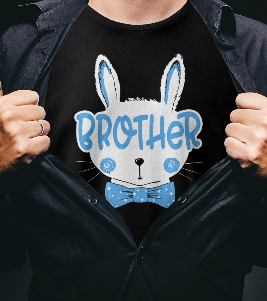 Brother Blue Easter Bunny Star Bowtie T-Shirt