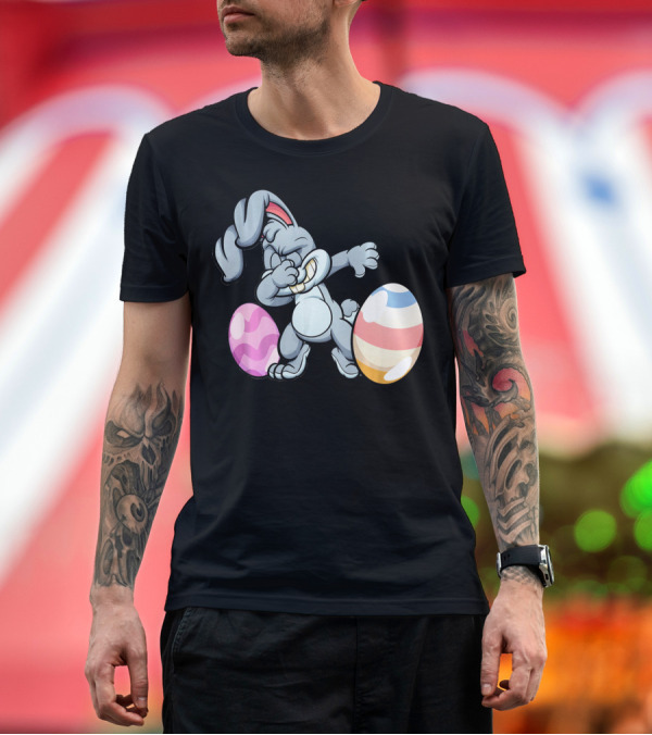 Premium T-Shirt: Hilarious Dabbing Easter Bunny Rabbit with Colorful Easter Eggs T-Shirt Hilarious Dabbing Easter Bunny Rabbit with Colorful Easter Eggs T-Shirt