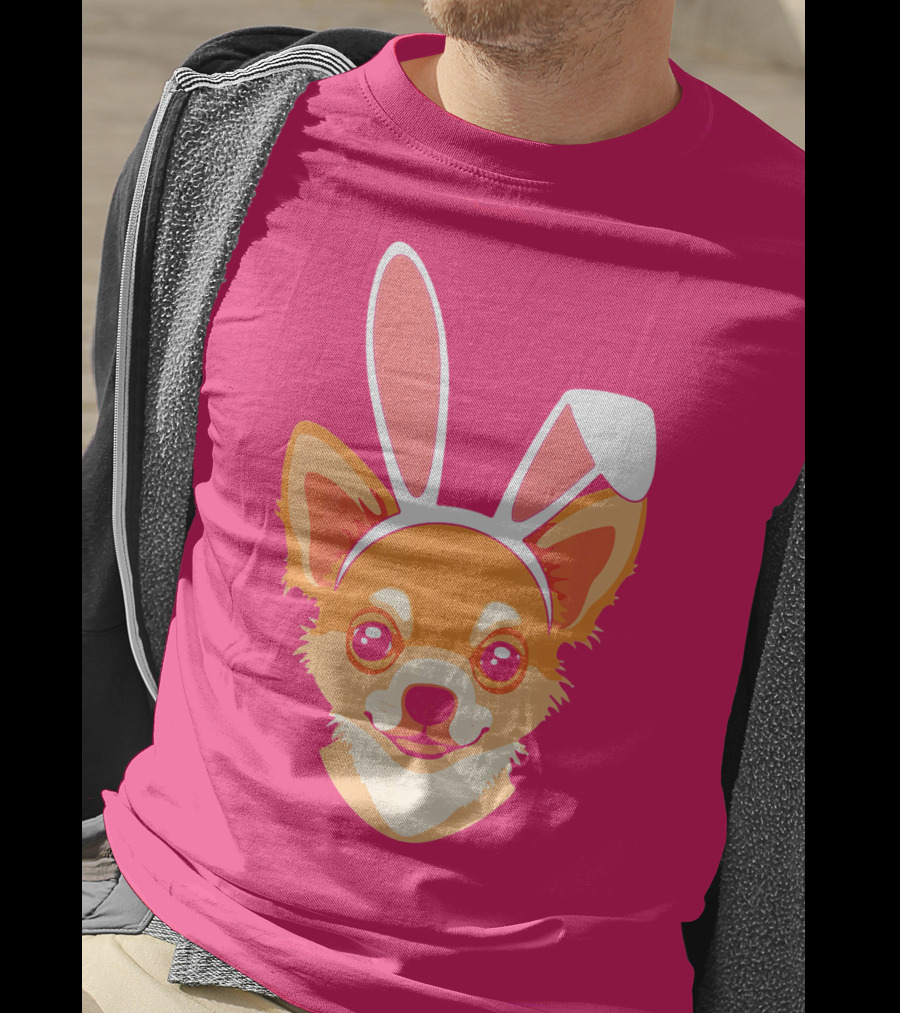 Easter Joy Chihuahua With Bunny Ears Cartoon T-Shirt